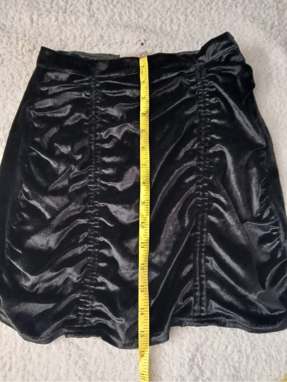 Urban Outfitters Black Ruched Velvet Mini Skirt